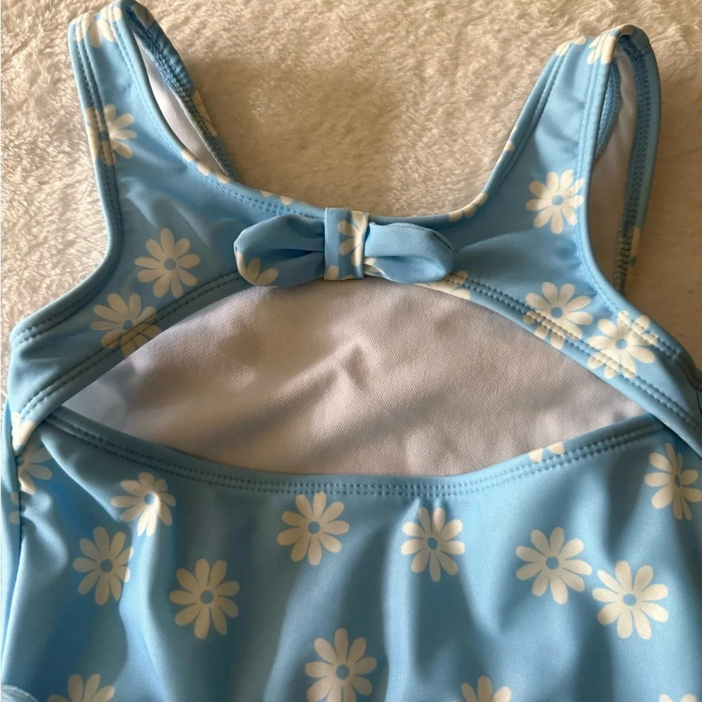 New Cat & Jack Daisy Print Blue Tutu Ruffle One Piece Swimsuit 5T nwot - Picture 6 of 8